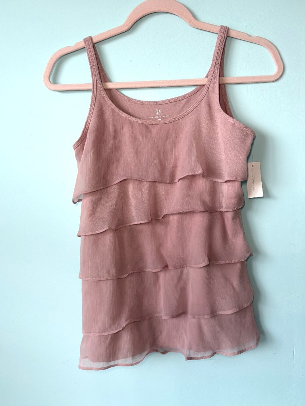 ruffled tank muted sandy taupe pink small